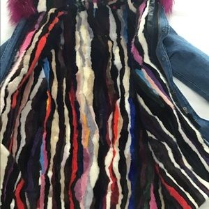 Removable fox fur lined denim parka